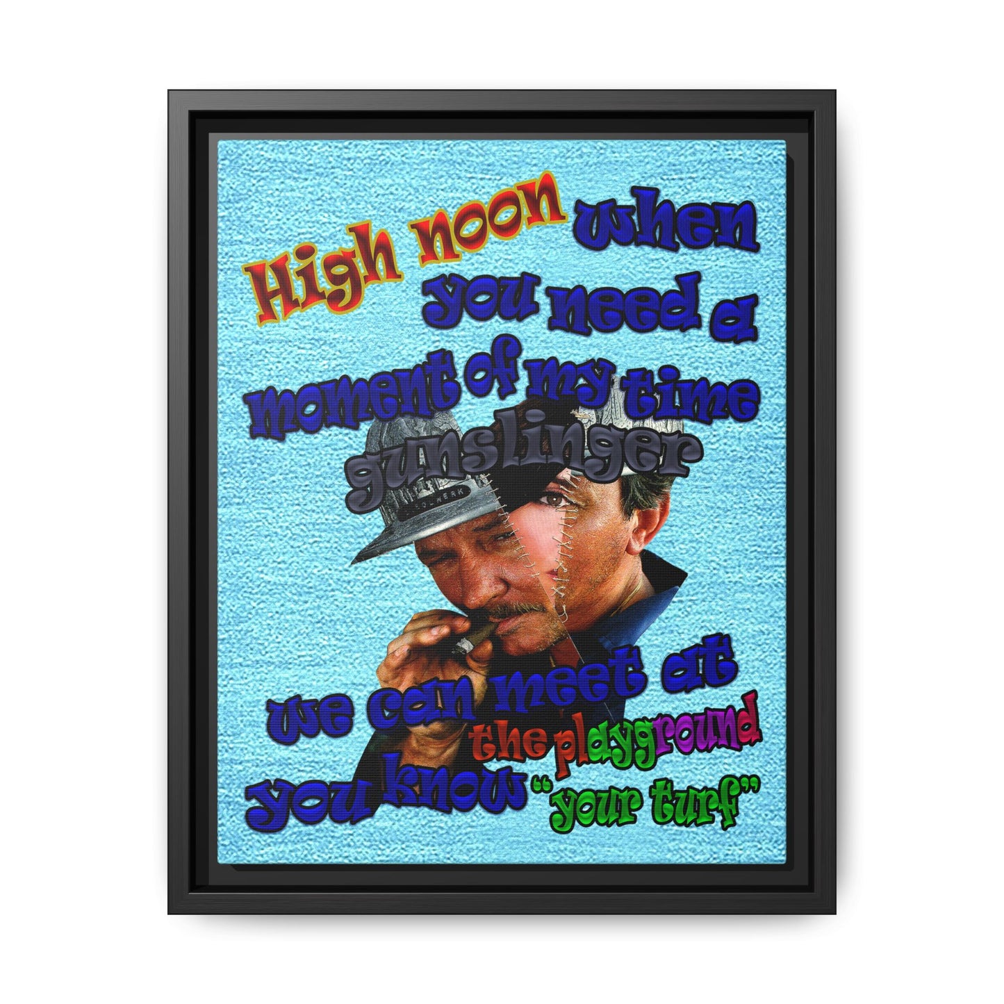 high noon - framed canvas art (faded blue)