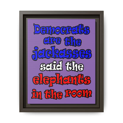 donkeys and elephants - framed canvas art (light purple)