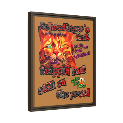 schrodinger's cat - framed canvas art (light brown)