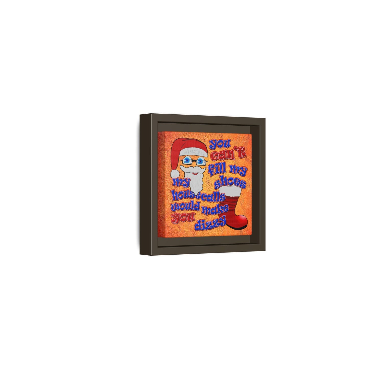 santa's shoes - framed canvas art (burnt orange)