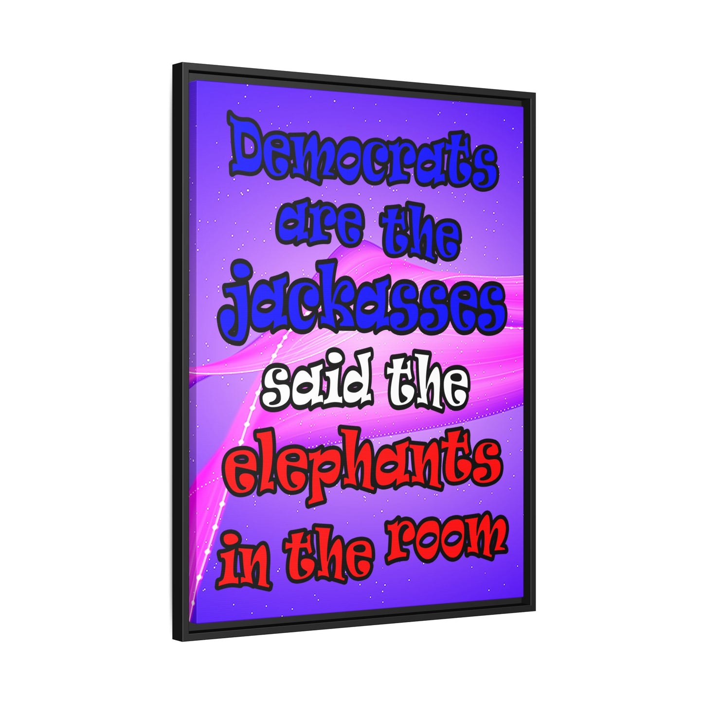 donkeys and elephants - framed canvas art (purple-pink wave)