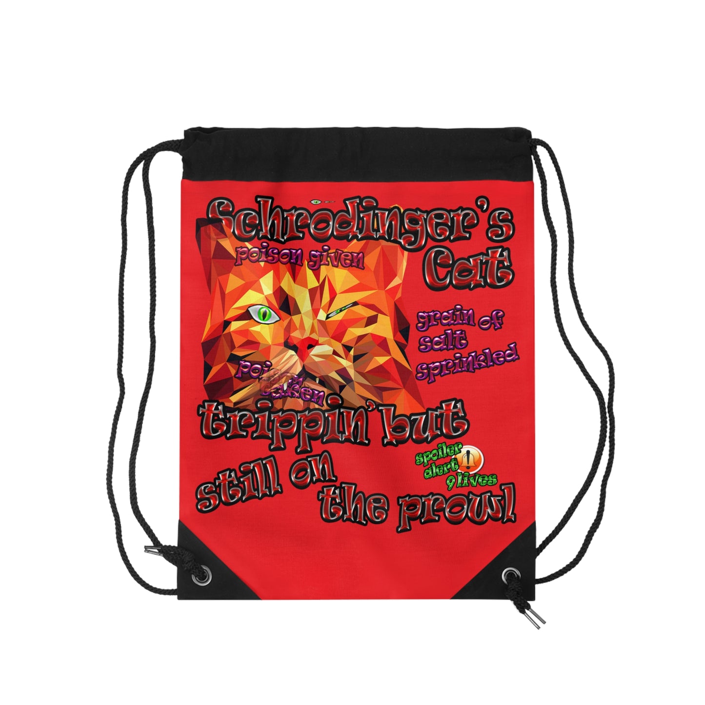 schrodinger's cat - Drawstring Bag (red)