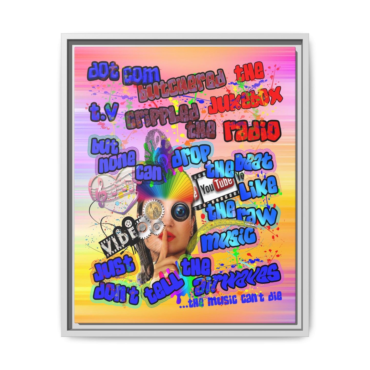 drop the beat - framed canvas art (color blur)