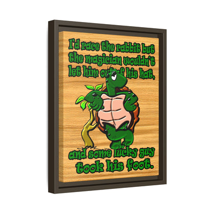 turtle race - framed canvas art (butterscotch wood finish)