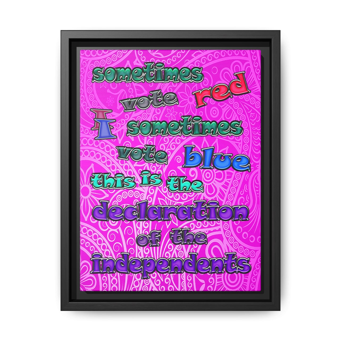 declaration of the independents - framed canvas art (pink swirl)