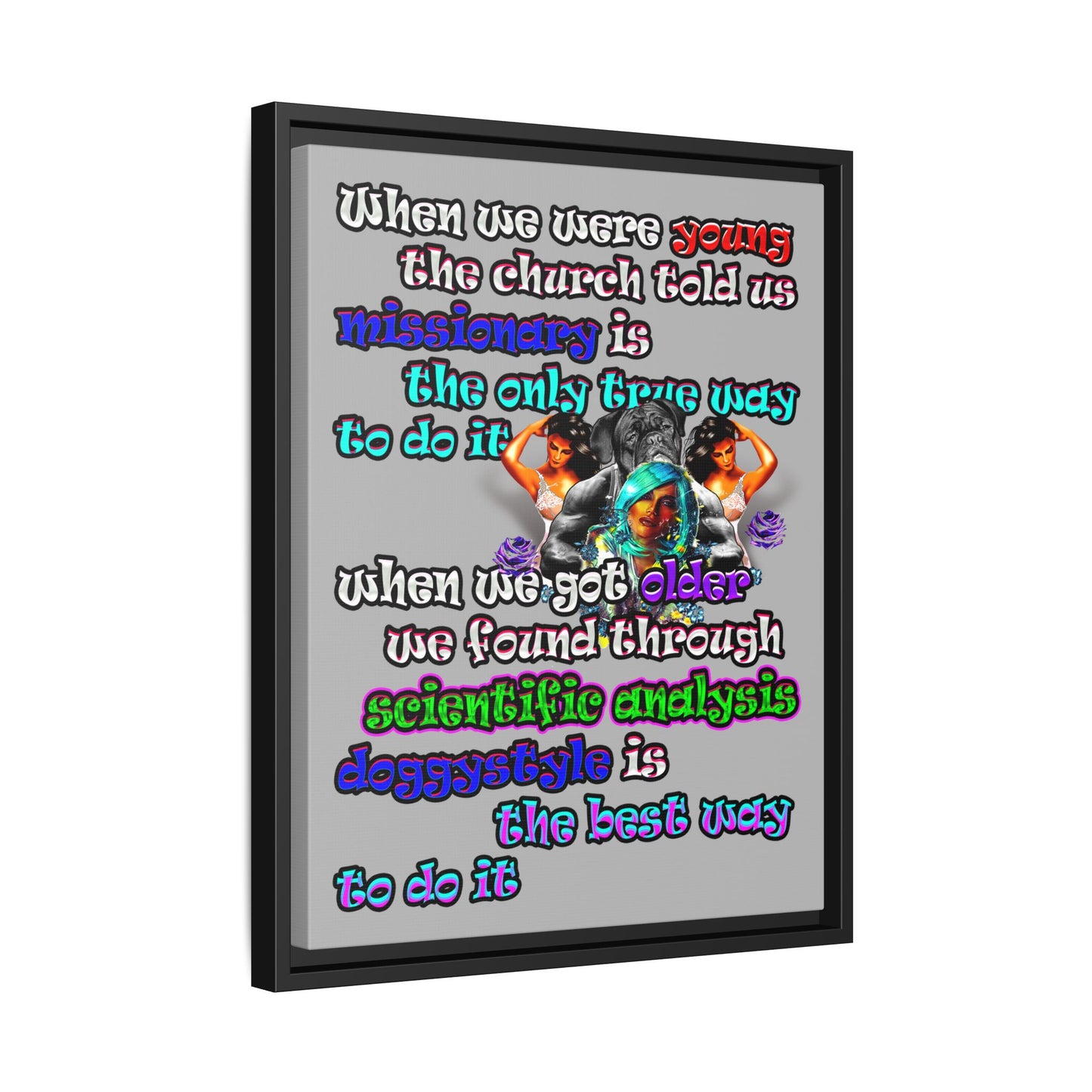 doggystyle - framed canvas art (light grey)