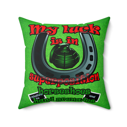 my luck - Spun Polyester Square Pillow - (green turf)