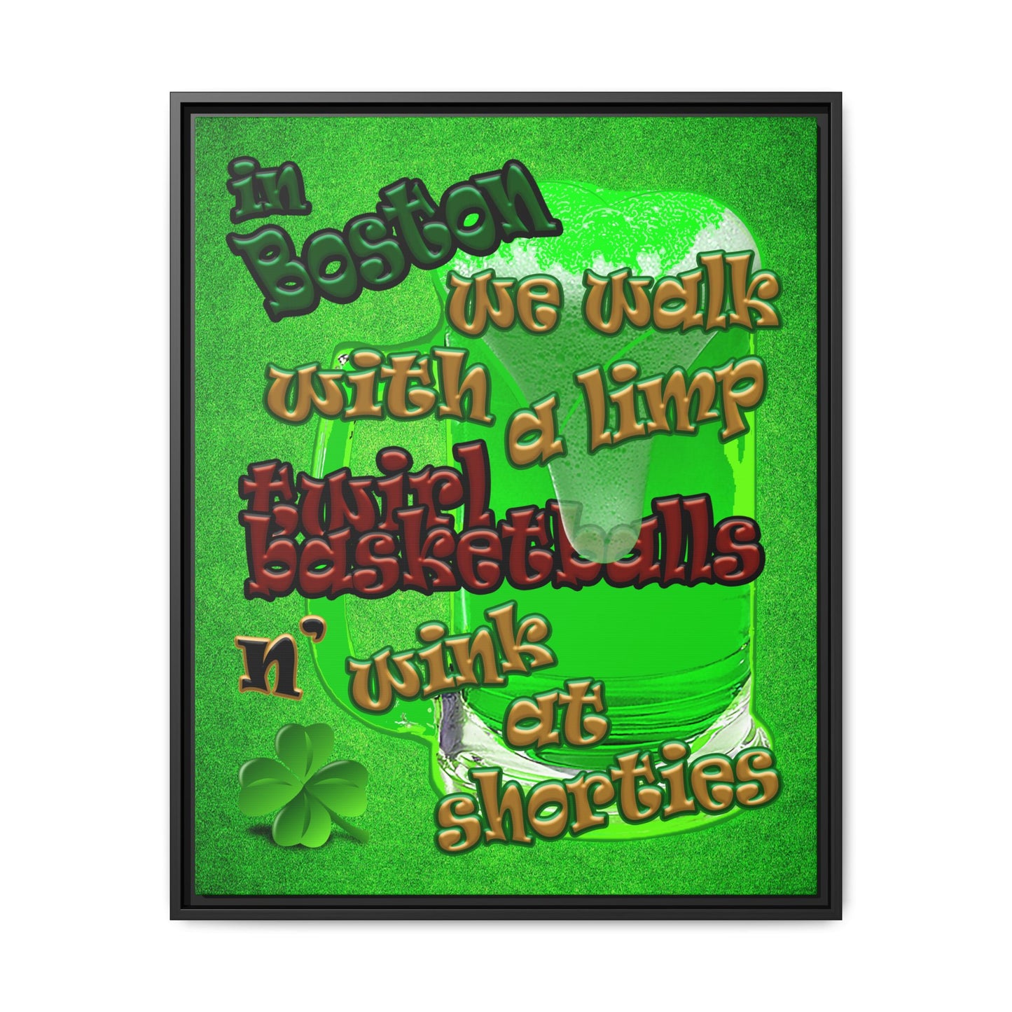 celtics logo - framed canvas art (green turf)