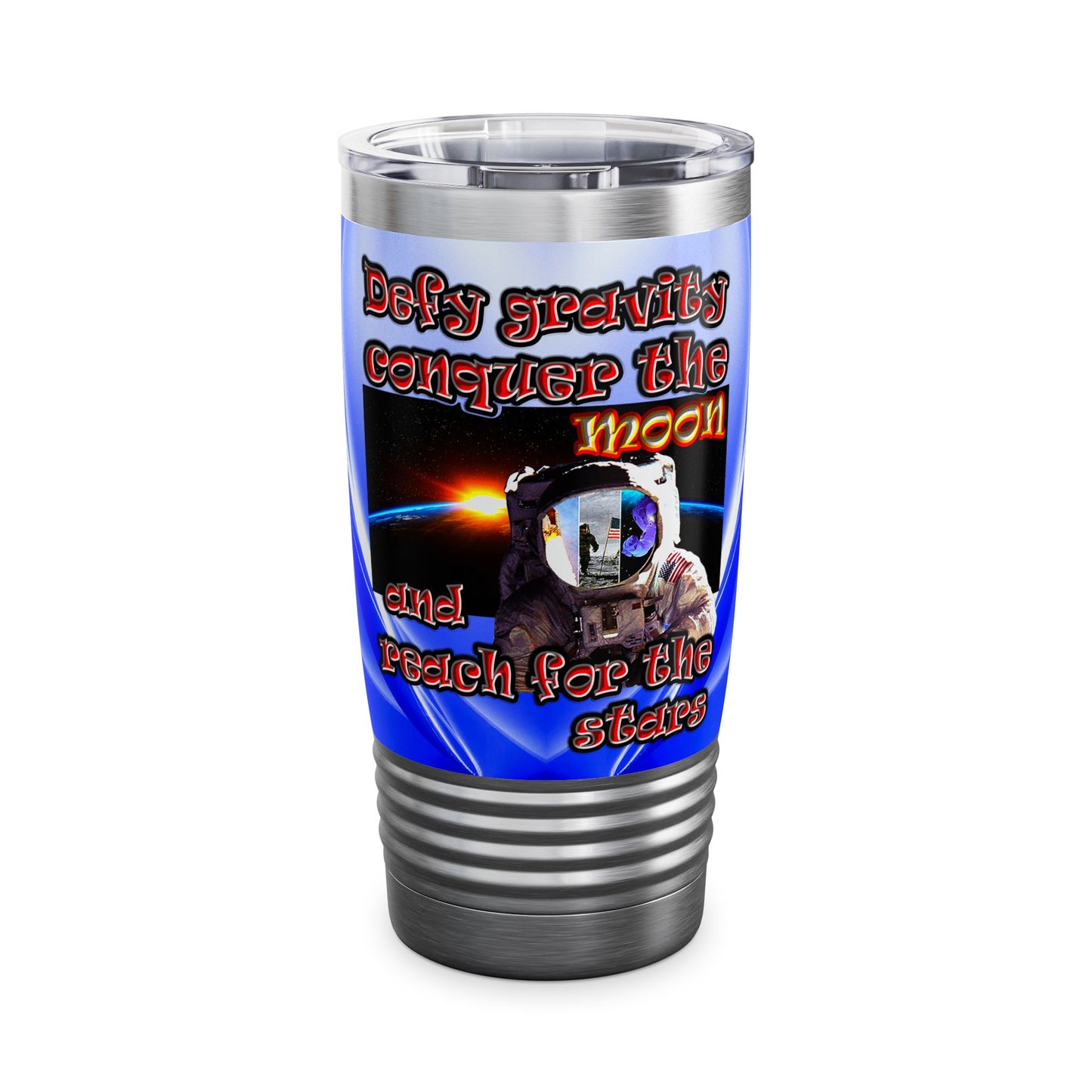 defy conquer reach - Ringneck Tumbler, 20oz (blue-white wave)