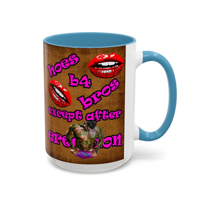 hoes b4 bros - Accent Mug (brown papyrus)