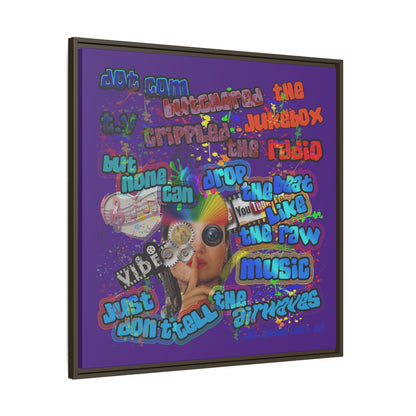 drop the beat - framed canvas art (purple)