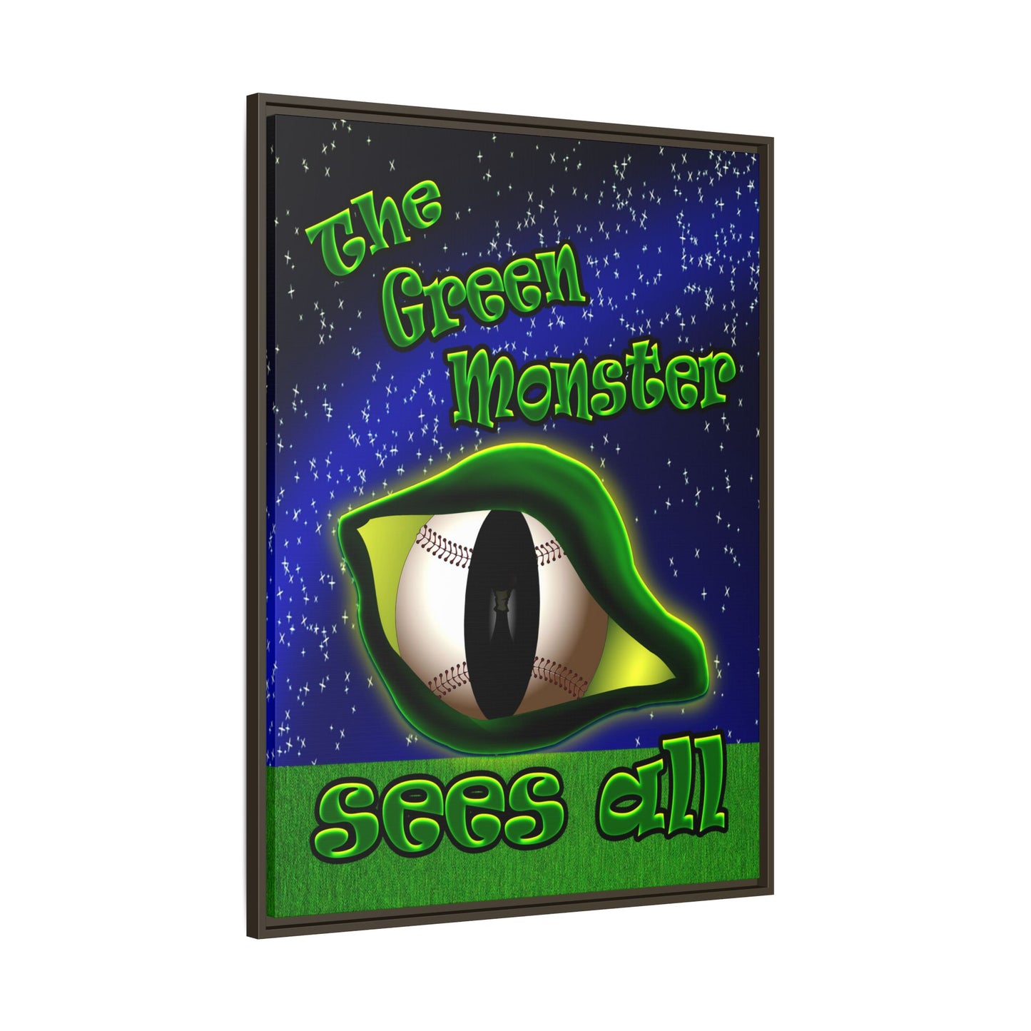 green monster - framed canvas art ('snoops' background)