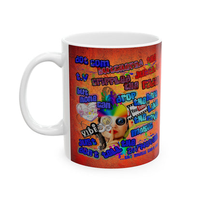 drop the beat - White Mug (burnt orange)