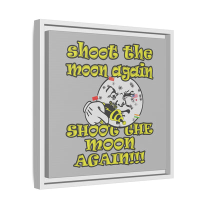 shoot the moon again - framed canvas art (light grey)