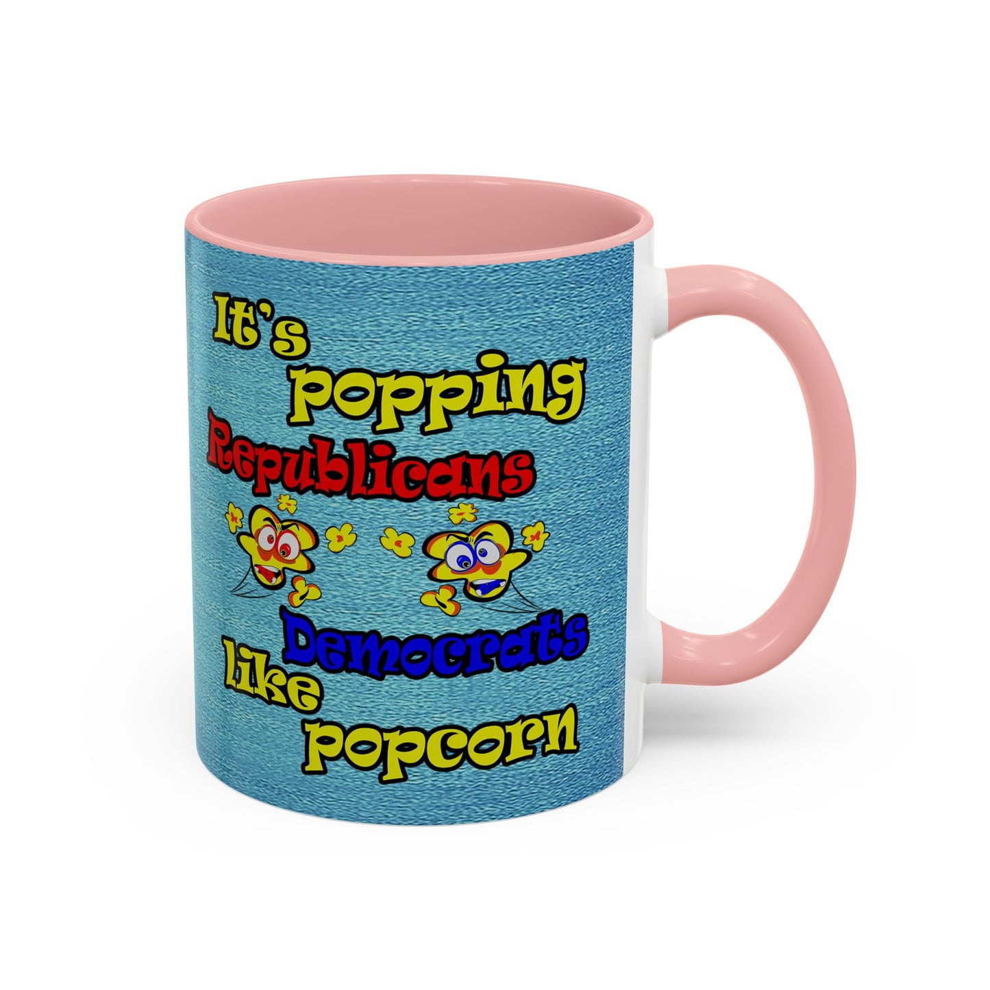 popping like popcorn - Accent Mug (faded dark blue)
