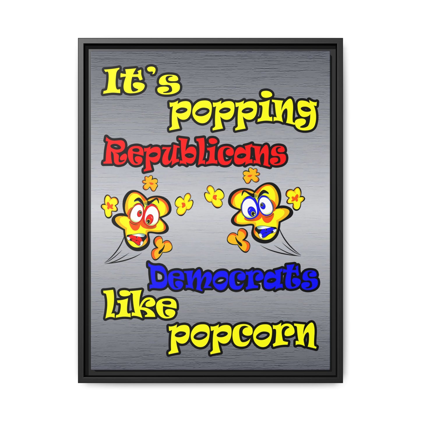 popping like popcorn - framed canvas art (brushed nickel)
