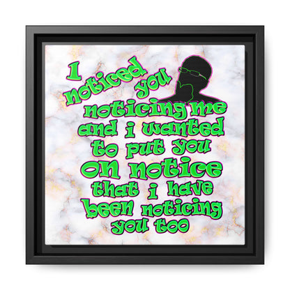 noticed you noticing - framed canvas art (white marble)