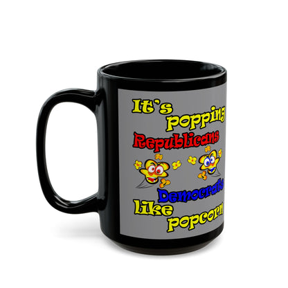 popping like popcorn - Black Mug (grey)