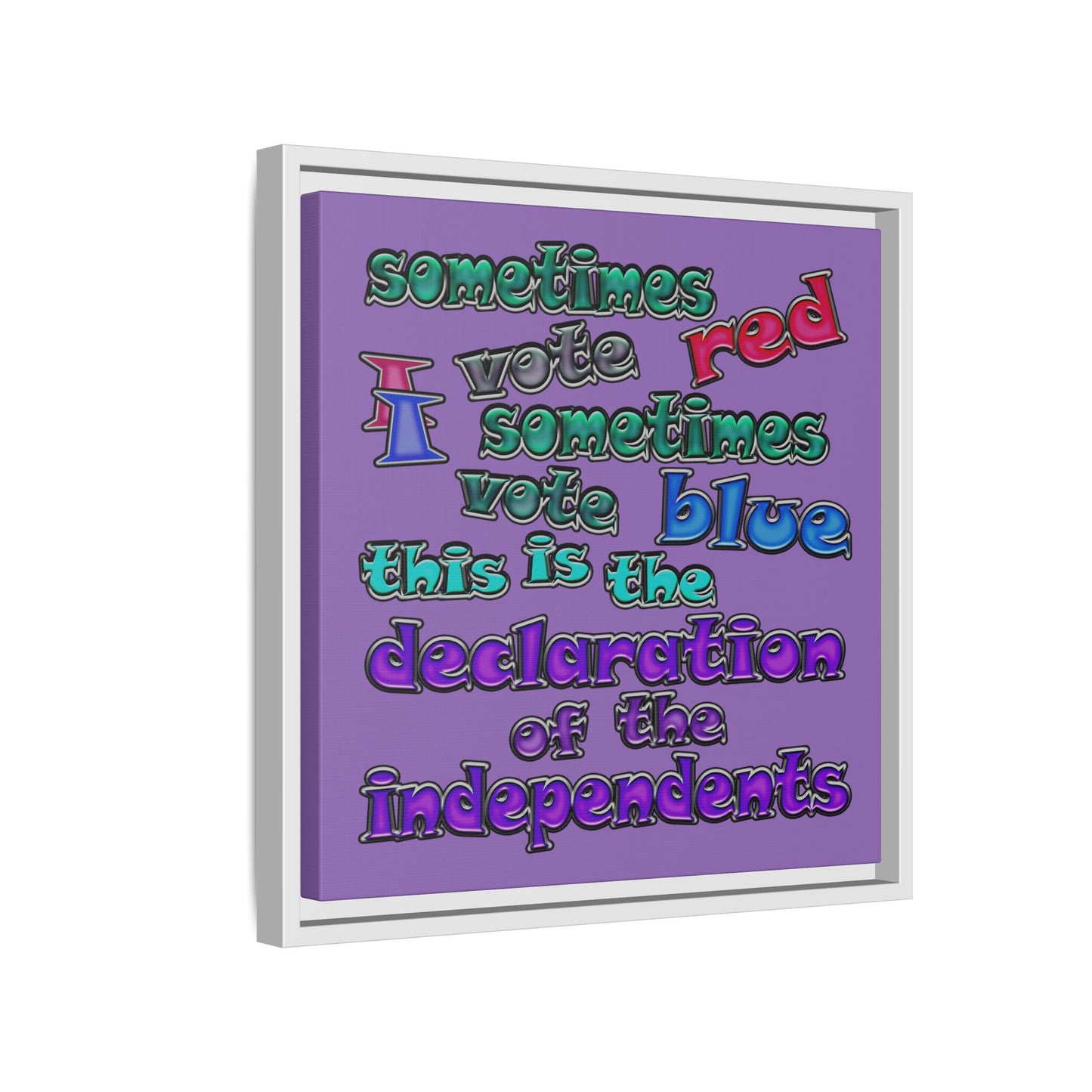 declaration of the independents - framed canvas art (light purple)