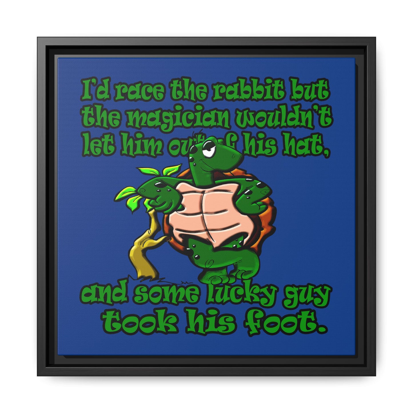 turtle race - framed canvas art (dark blue)