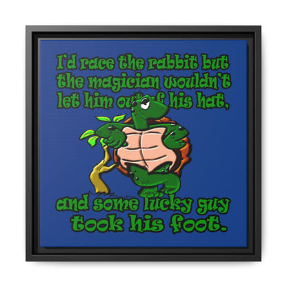 turtle race - framed canvas art (dark blue)