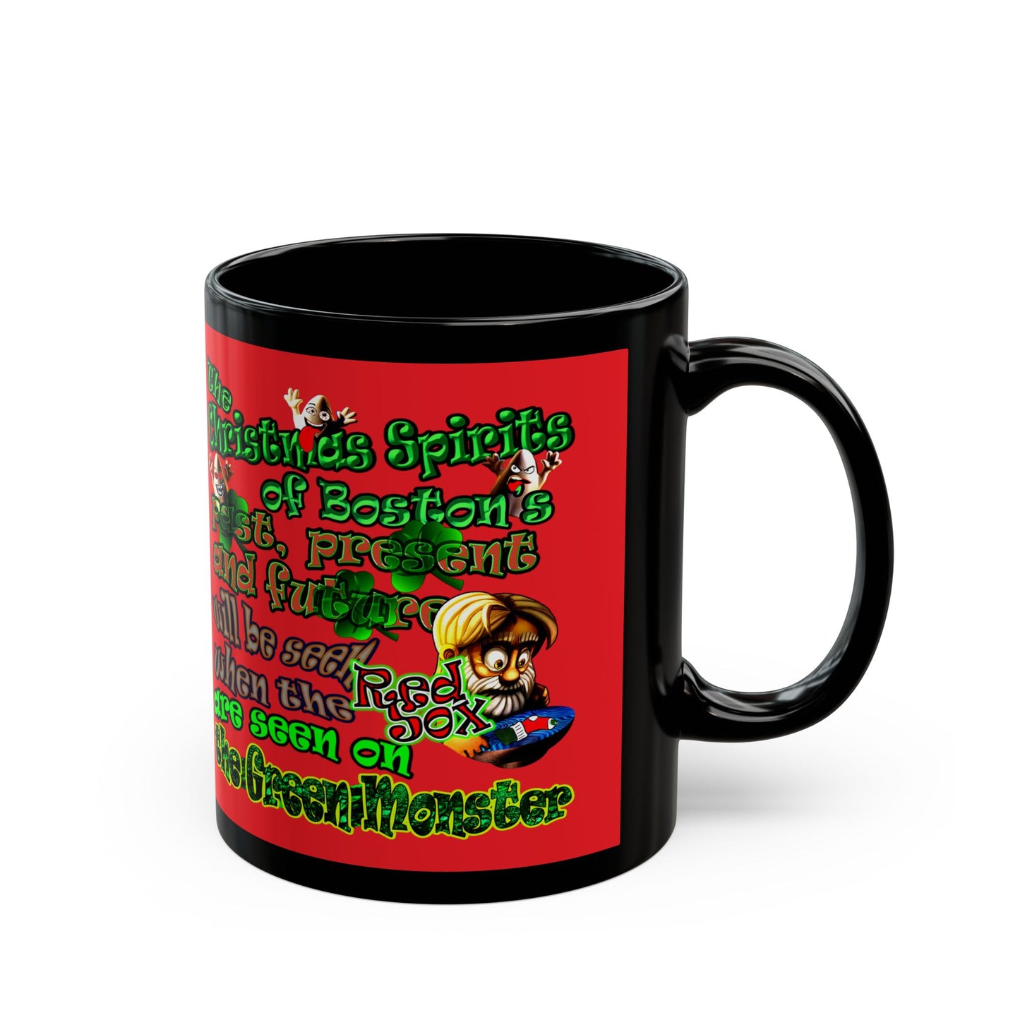 christmas spirits of boston - Black Mug (red)