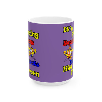 popping like popcorn - White Mug (light purple)
