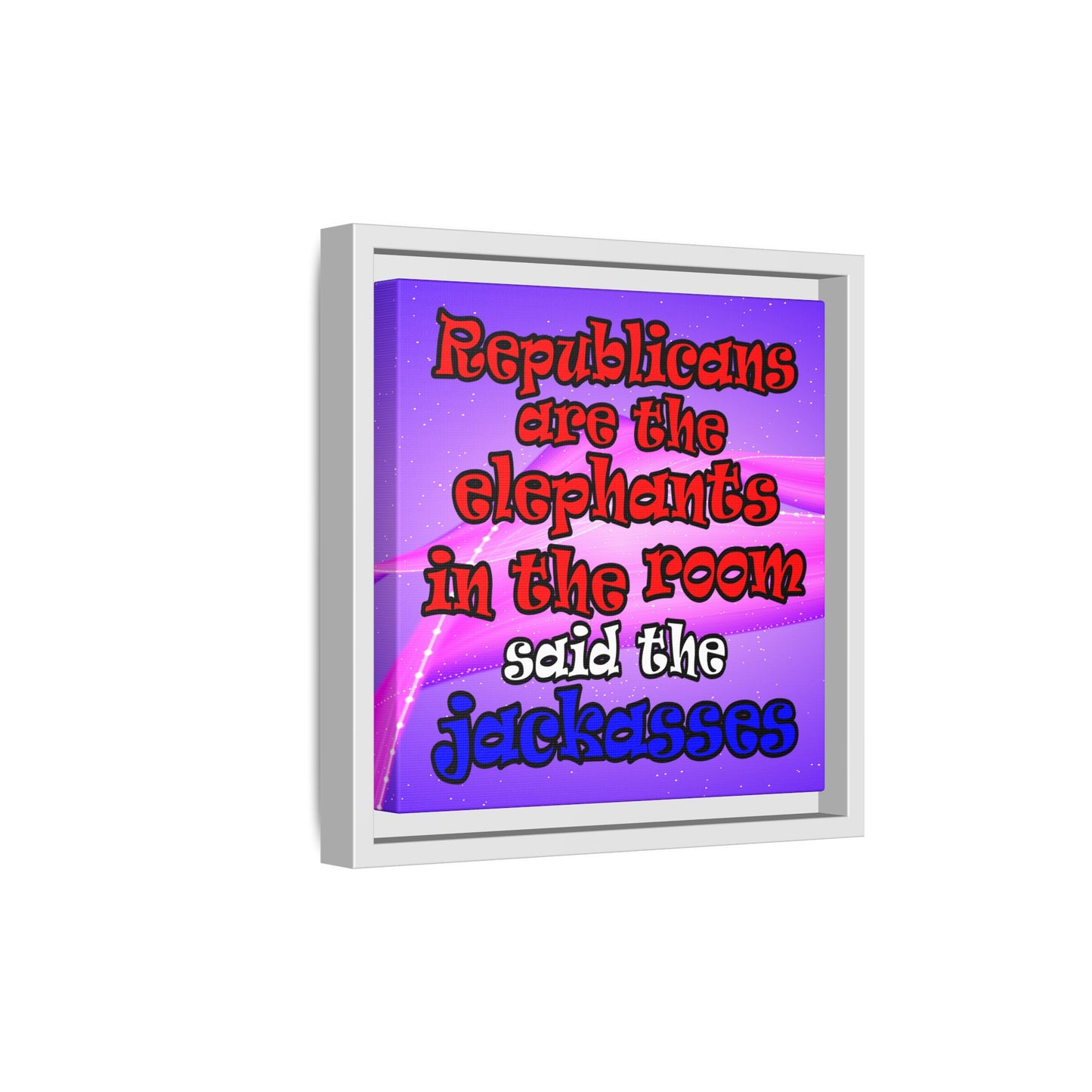 donkeys and elephants - framed canvas art (purple-pink wave)