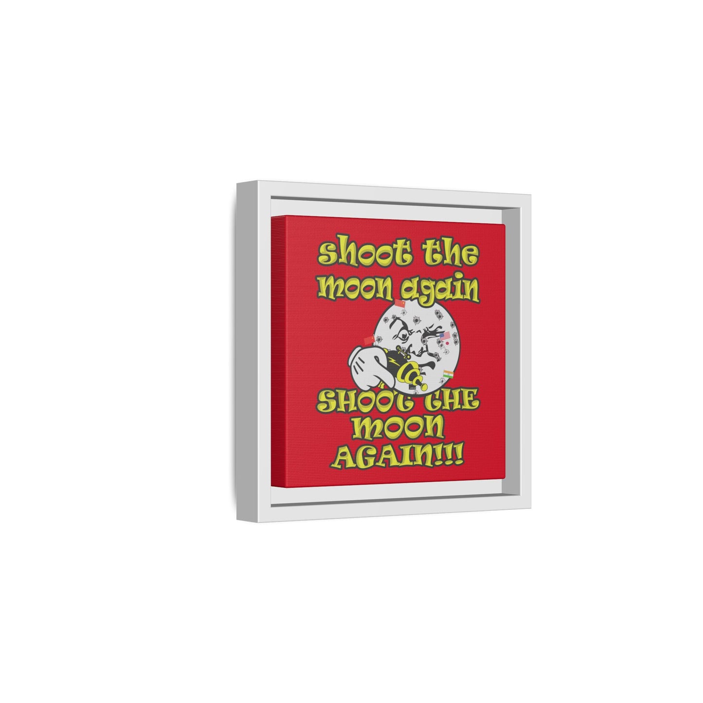 shoot the moon again - framed canvas art (dark red)