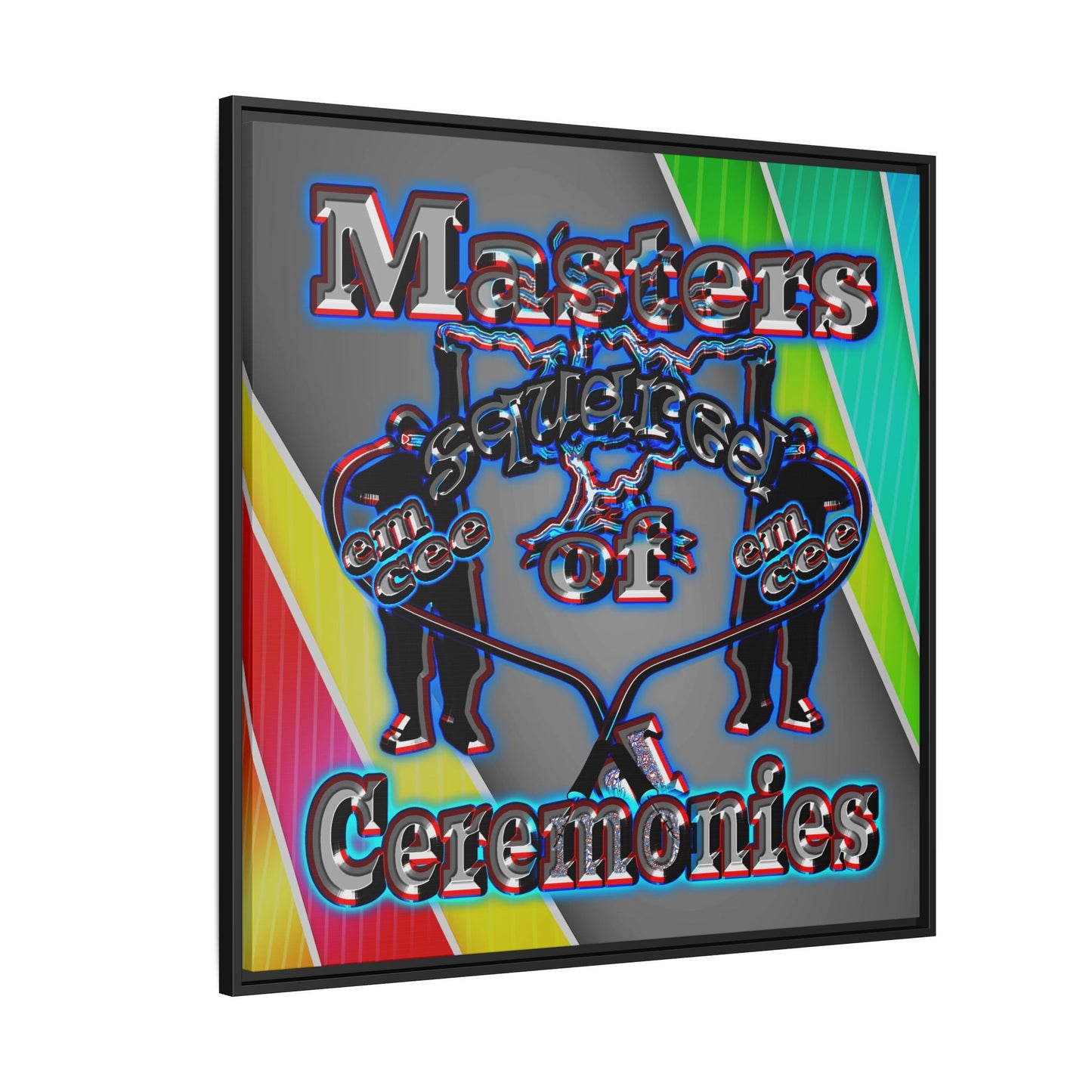 em cee squared - framed canvas art (rainbow split)