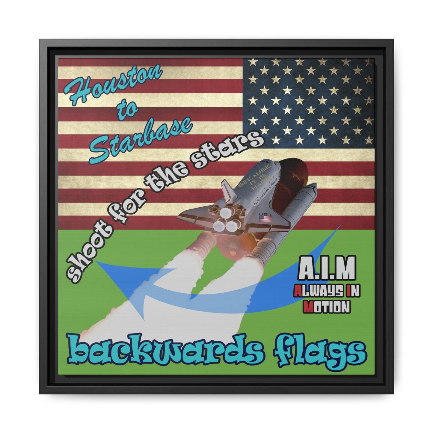 shoot for the stars - framed canvas art (green)