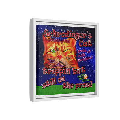 schrodinger's cat - framed canvas art ('snoops' background)
