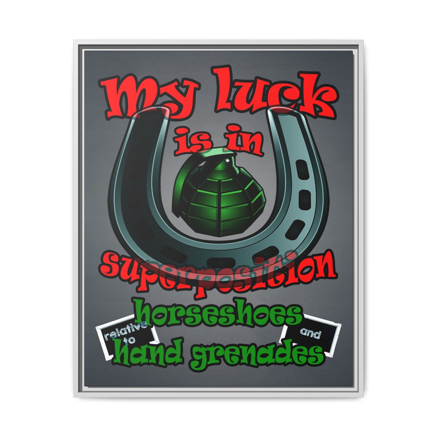 my luck - framed canvas art (grey-light grey)