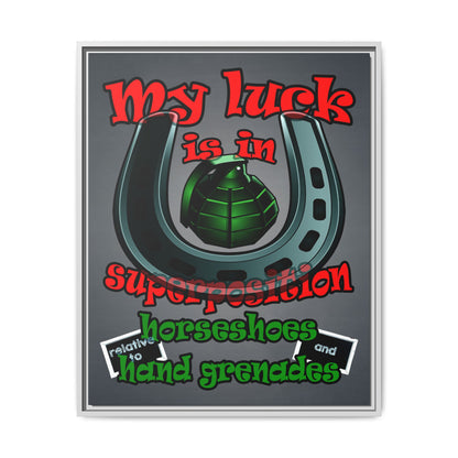 my luck - framed canvas art (grey-light grey)