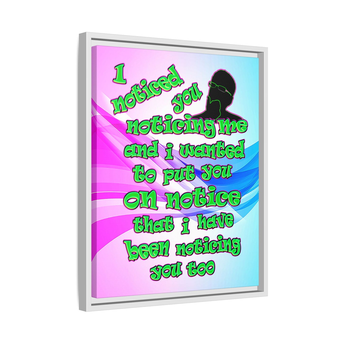 noticed you noticing - framed canvas art (light blue-pink wave)