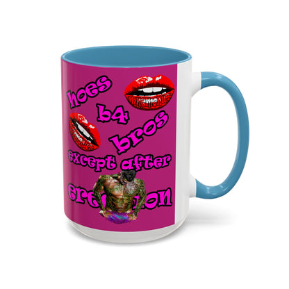 hoes b4 bros - Accent Mug (pink)