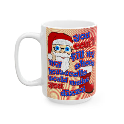 santa's shoes - White Mug (yellow-orange wave)
