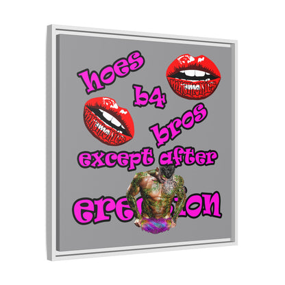 hoes b4 bros - framed canvas art (grey)