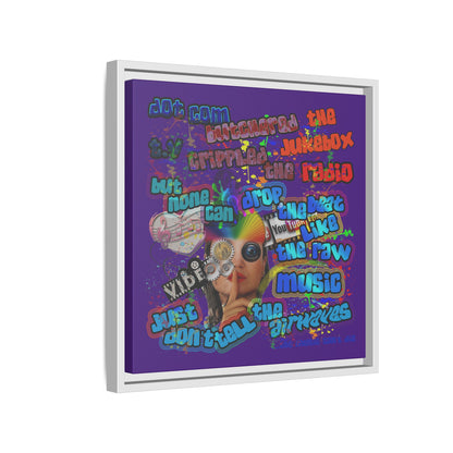 drop the beat - framed canvas art (purple)