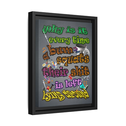 the bum's shit - framed canvas art (grey-light grey)