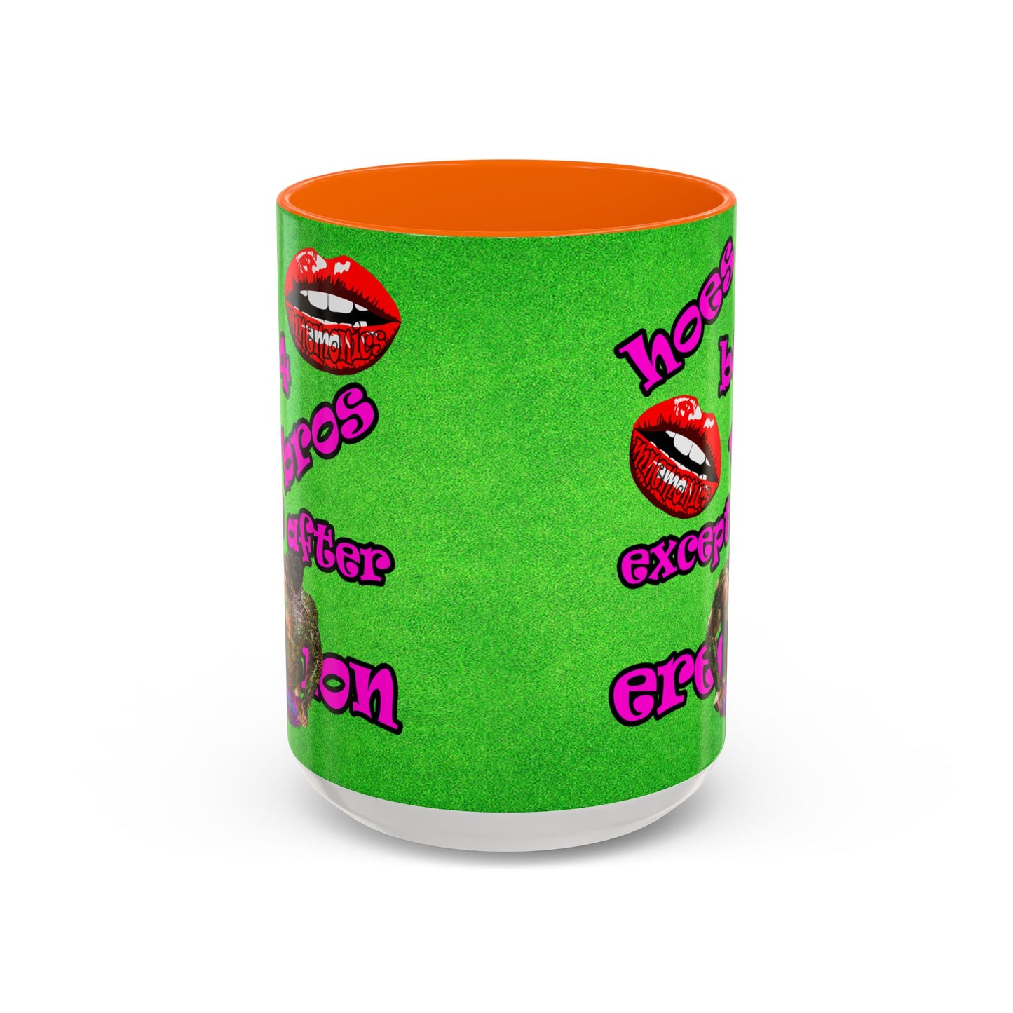 hoes b4 bros - Accent Mug (green turf)