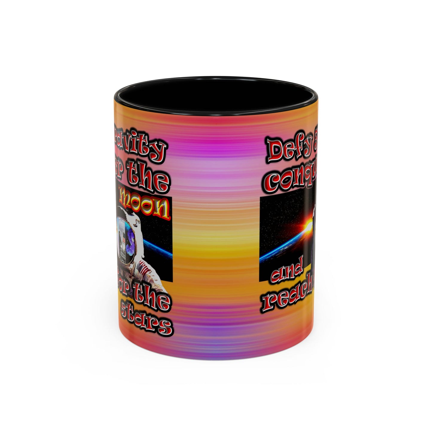 defy conquer reach - Accent Mug (color blur)