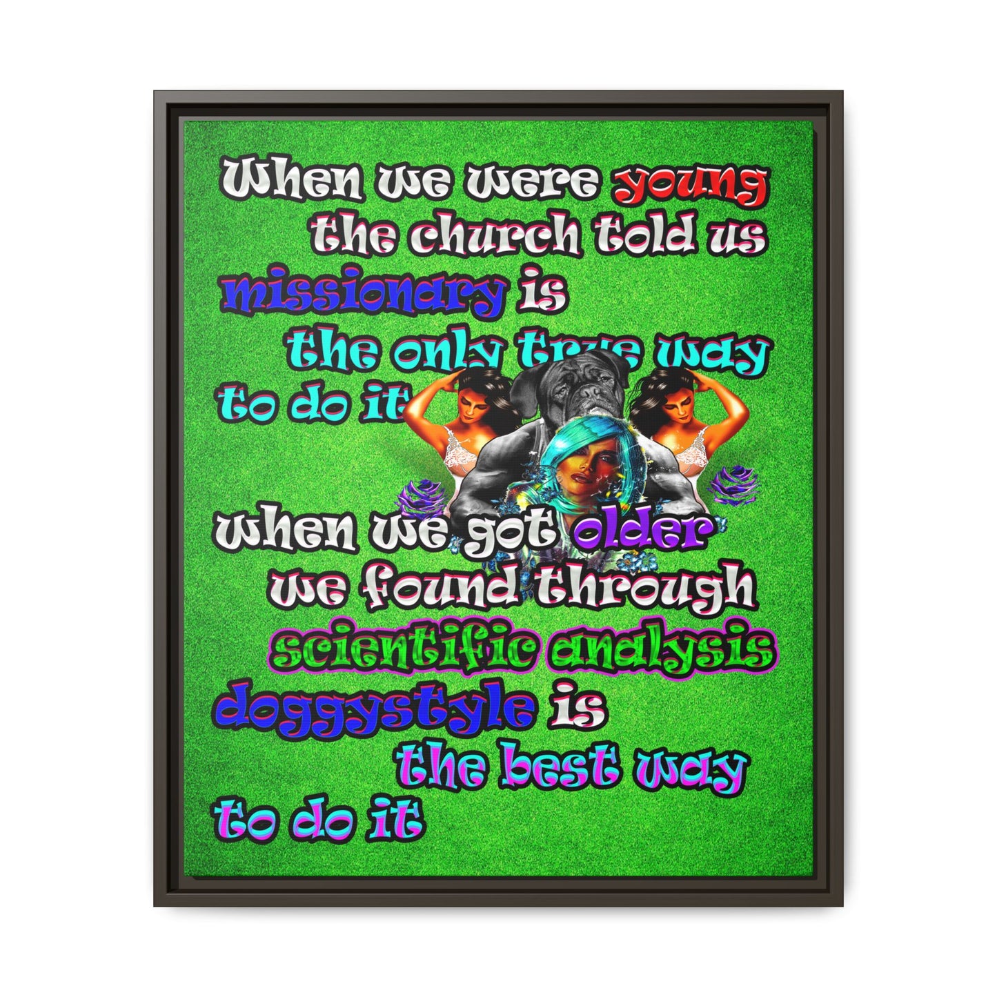 doggystyle - framed canvas art (green turf)