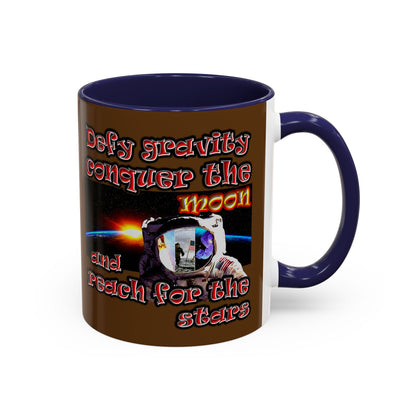 defy conquer reach - Accent Mug (brown)