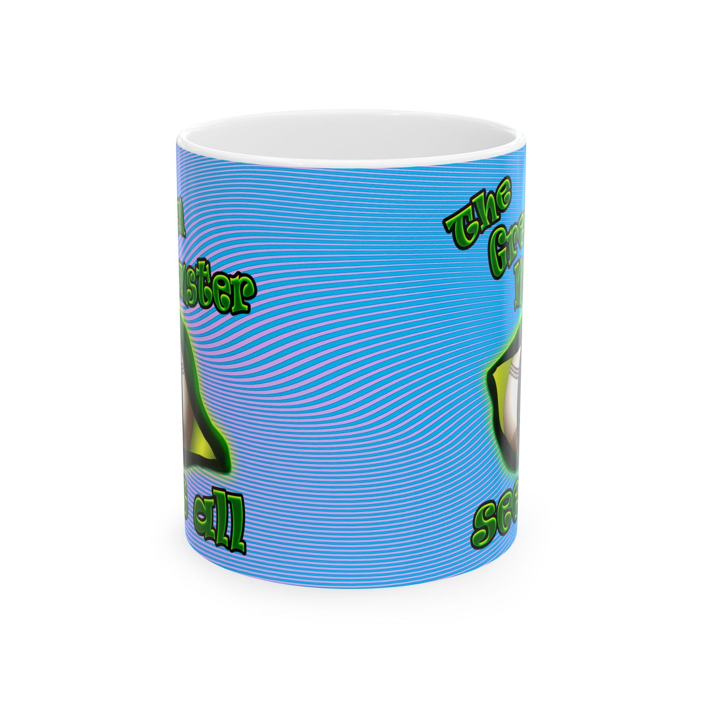 green monster - White Mug (light blue-purple wave)