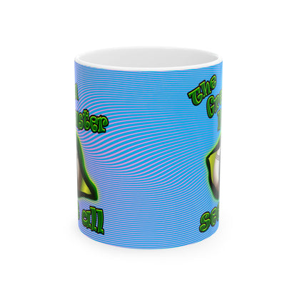 green monster - White Mug (light blue-purple wave)