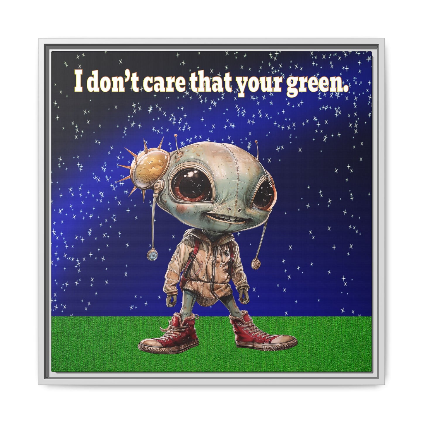 I don't care that your green - framed canvas art ('snoops' background)