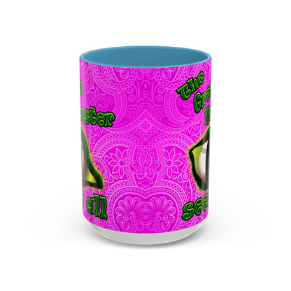 green monster - Accent Mug (pink swirl)