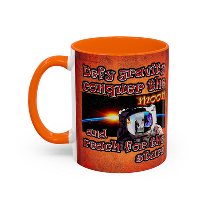 defy conquer reach - Accent Mug (burnt orange)