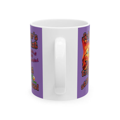 schrodinger's cat - White Mug (light purple)